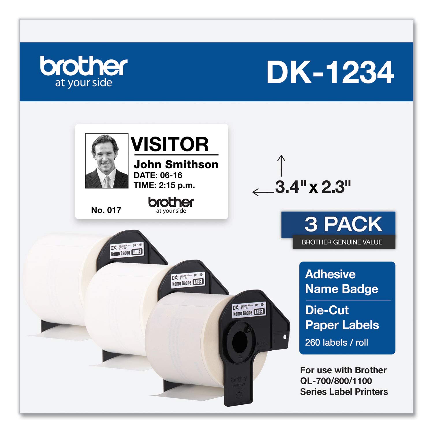 Buy Brother Genuine DK12343PK DieCut Name Badge Paper Labels, 2.3 in