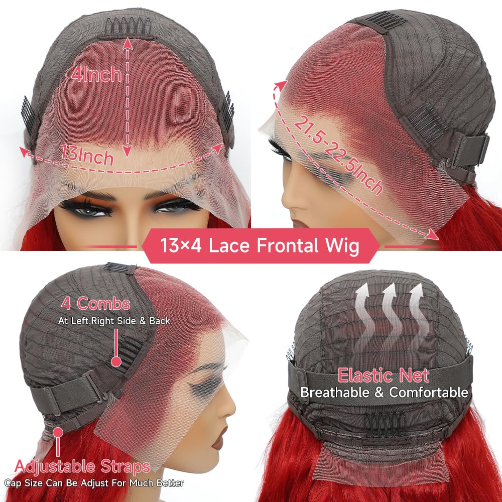 Amazon.com : Loyom Red Lace Front Wigs Human Hair Pre  display picture 1