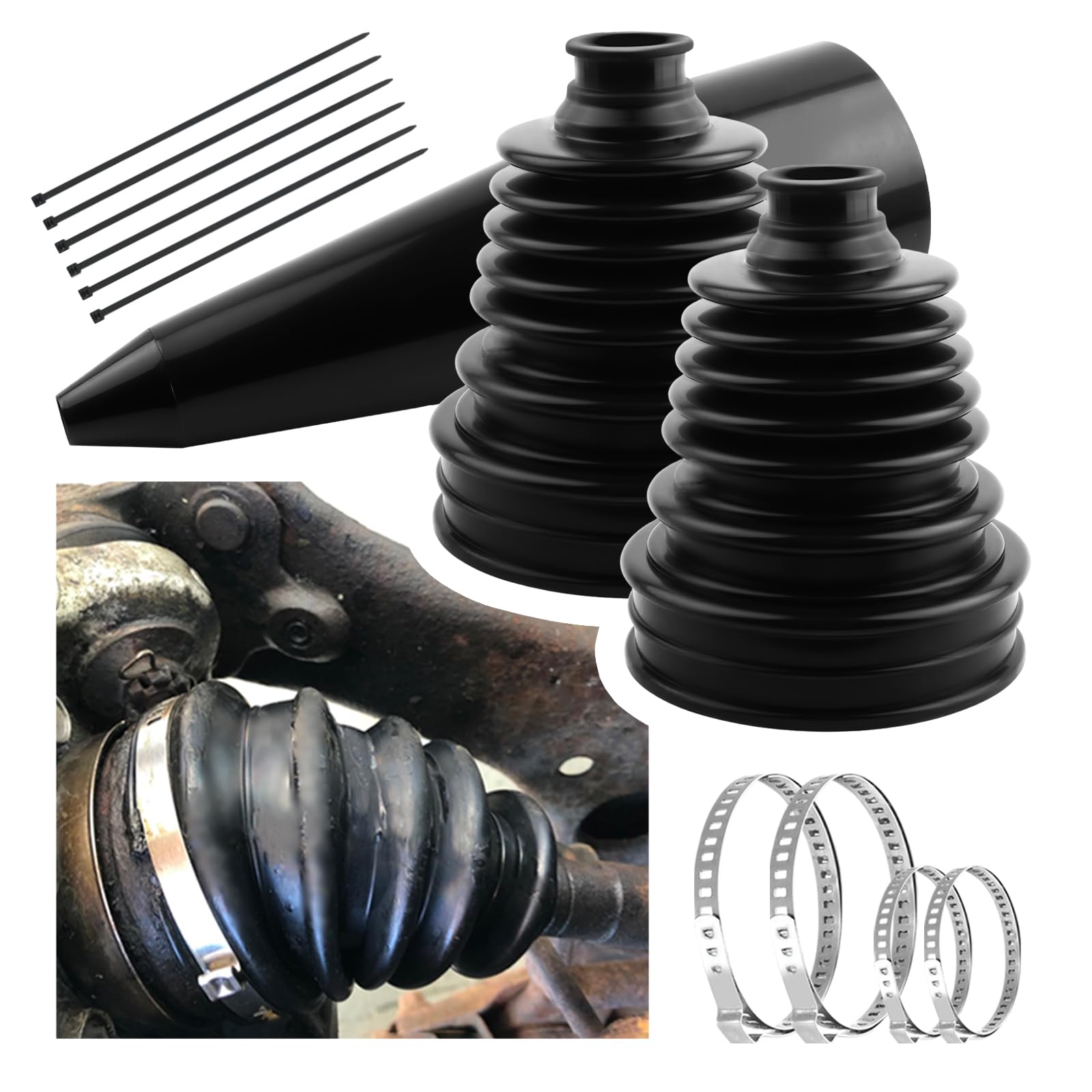 Photo 1 of 2PCS CV Boot Repair Kit with Expander Tool and Clamps,Silicone CV Axle Boot Repair Kit for 2.41" 2.81" 3.43" Calibers, Tie Rod Boots for Joint Dustproof and Waterproof