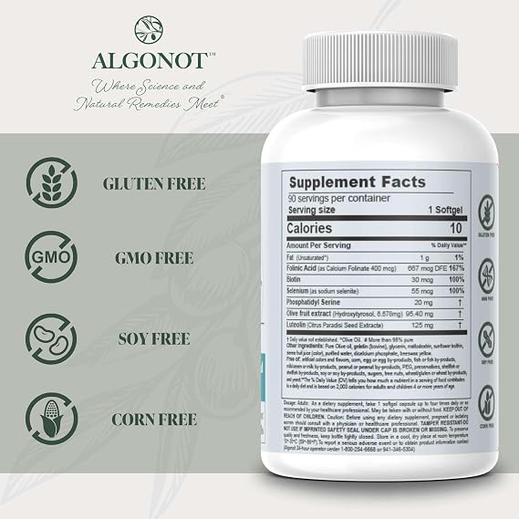BrainGain, Luteolin & Key Ingredients with EVOO. May Support The Body in Reducing Stress While Increasing Cognitive Function. The only liposomal Luteolin Products Using Olive Pomace Oil.