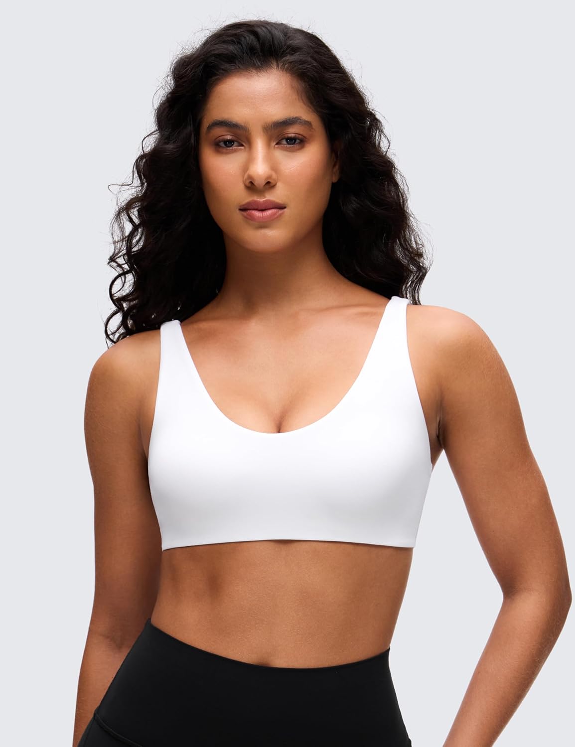 CRZ YOGA Butterluxe Soft Double Lined Scoop Neck Sports Bras for Women - Adjustable Straps Yoga Crop Top Non Padded - Image 2