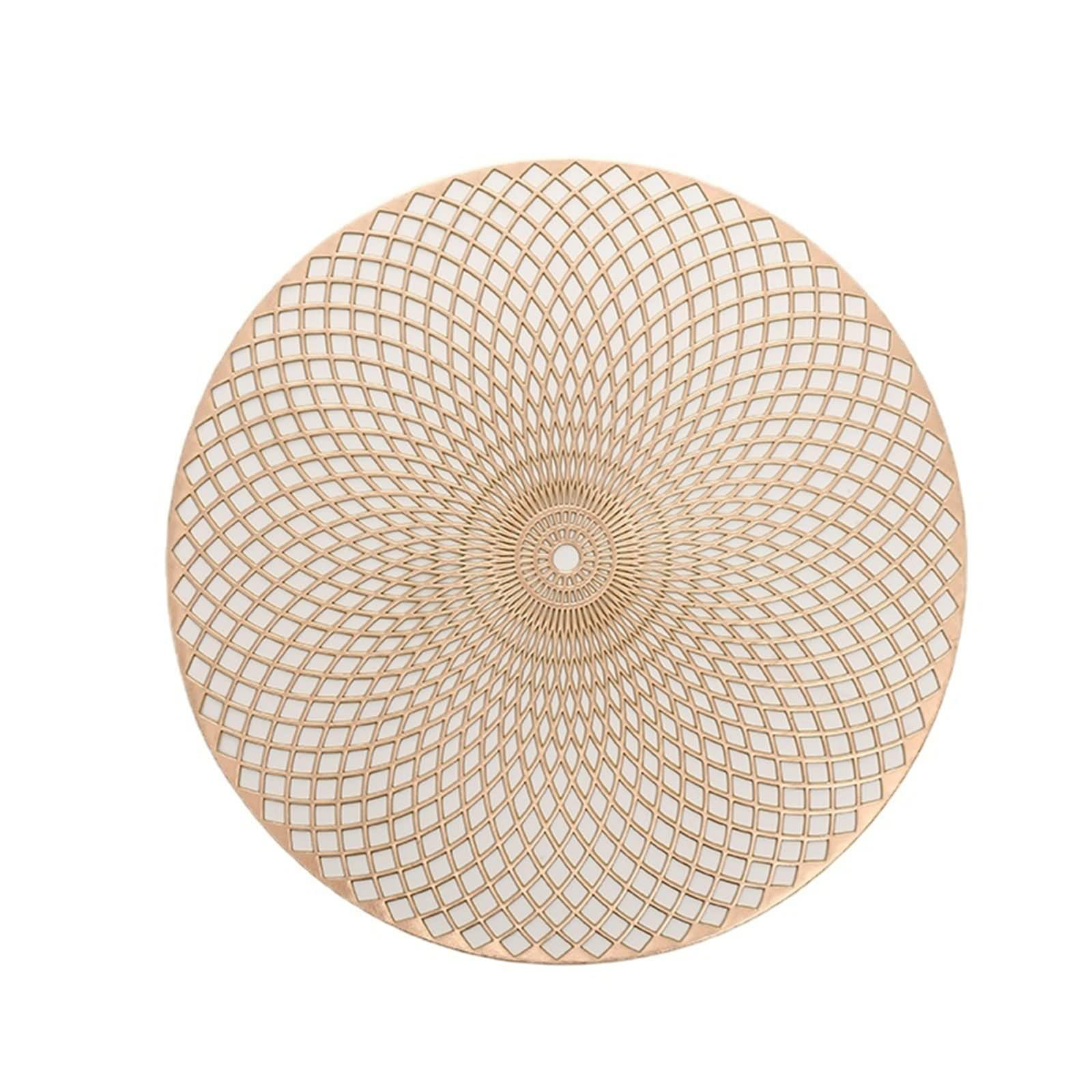 Set di 6 tovagliette vintage da bistrot, 38 cm, Placemats for Dining Table Gold rotondo, motivo floreale in PVC