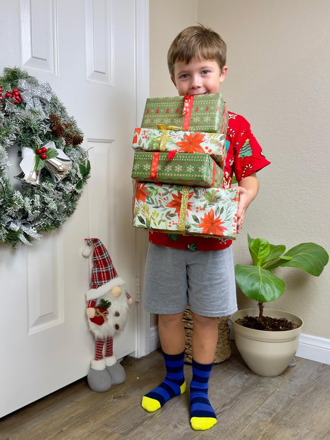 COTTON DAY Kids Boys Crew Dress Socks Bright Colorful Stripes Design - Image 3