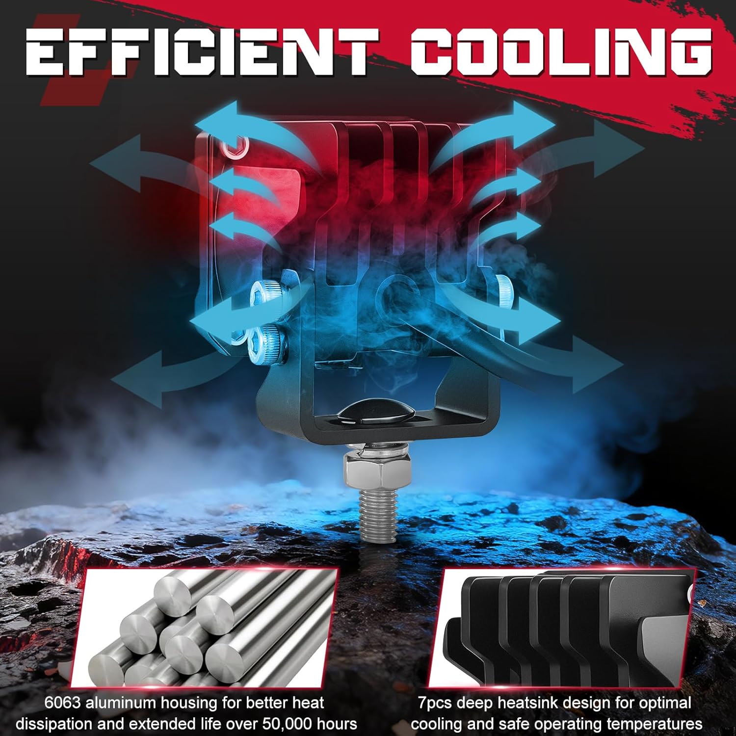 LED Pods, OFFROADTOWN 2inch 50W LED Cubes Driving Lights Pods Bumper Light Ditch Fog Reverse Light for Truck Pickup UTV ATV SUV 4x4 Car Motorcycle - Driving