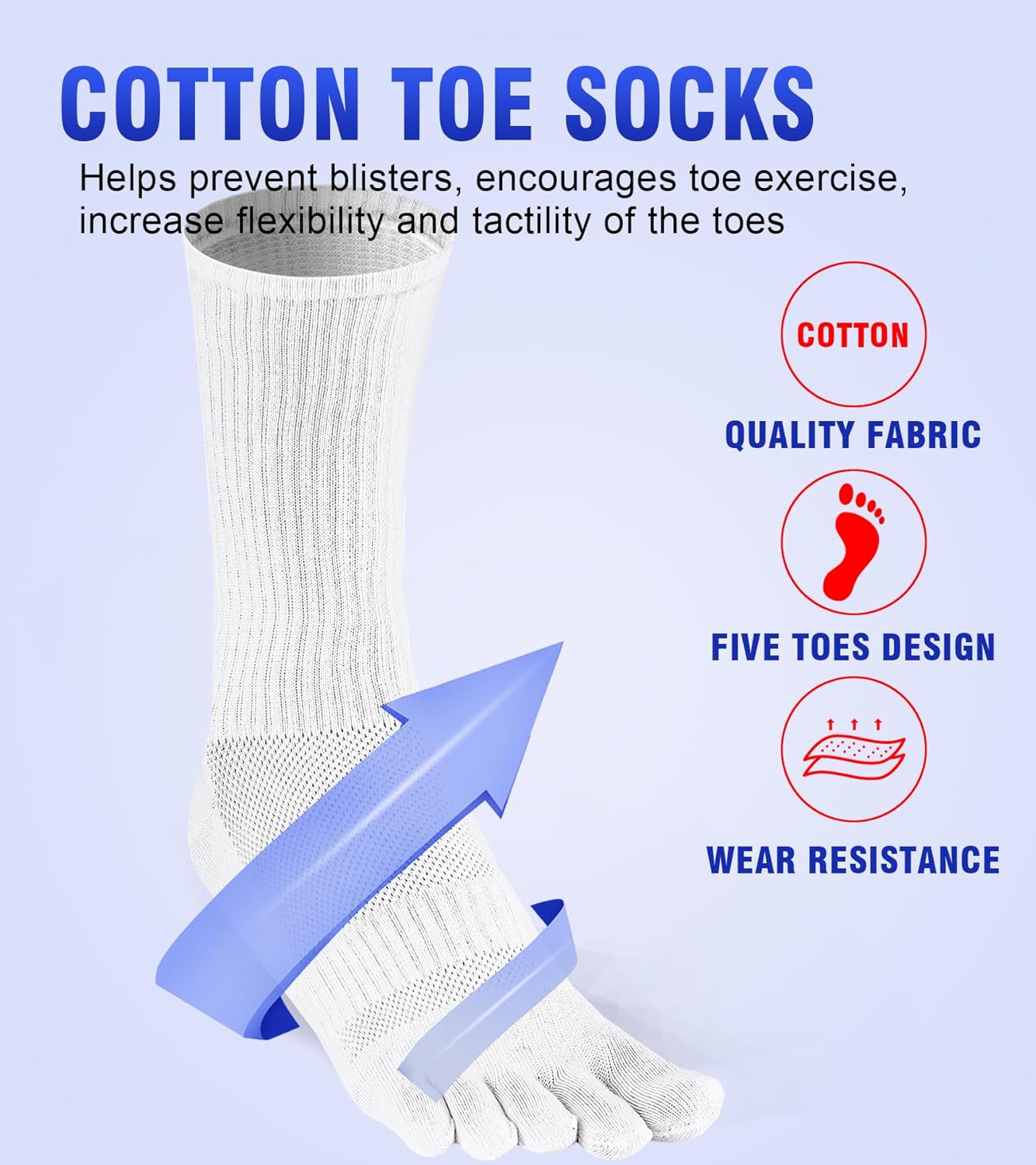 Toe Socks for Men 5 Finger Cotton Athletic Running Wicking 4 Pack/3 Pack - Image 3