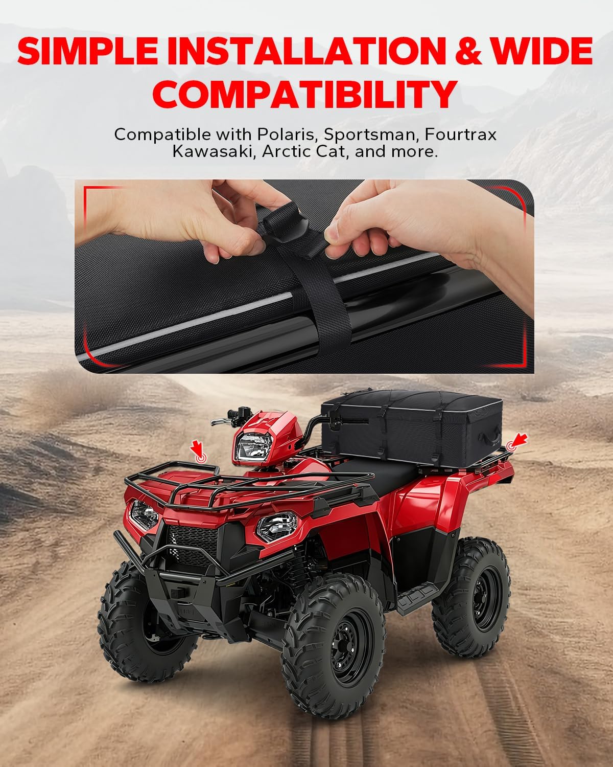 Benlari ATV Gear Bag, Upgraded ATV Storage Bags for Front Rear Rack, Upgraded Double-layer Waterproof Design Cargo Bag With Cooler Bag Compatible With Polaris Sportsman Fourtrax Kawasaki Arctic Cat