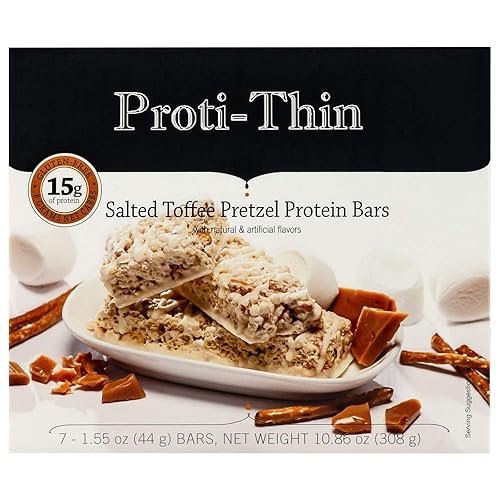 Vista 24 de Proti-Thin Barras de proteína de pretzel de caramelo salado, 0.51 onzas de proteína, bajas en calorías, muy bajas en carbohidratos (VLC), bajas