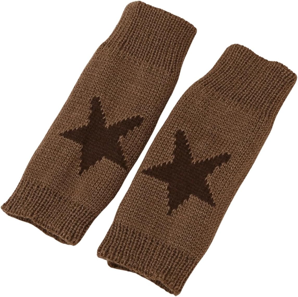 SHENHE Women's Star Pattern Fingerless Thumb Hole Knitted Mitten Gloves image 3