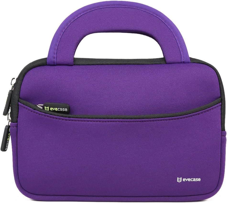 7-8 inch Tablet Sleeve, Evecase® 7~8 inch Tablet Ultra-Portable Neoprene Zipper Carrying Sleeve Case Bag with Accessory Pocket - Purple/Black