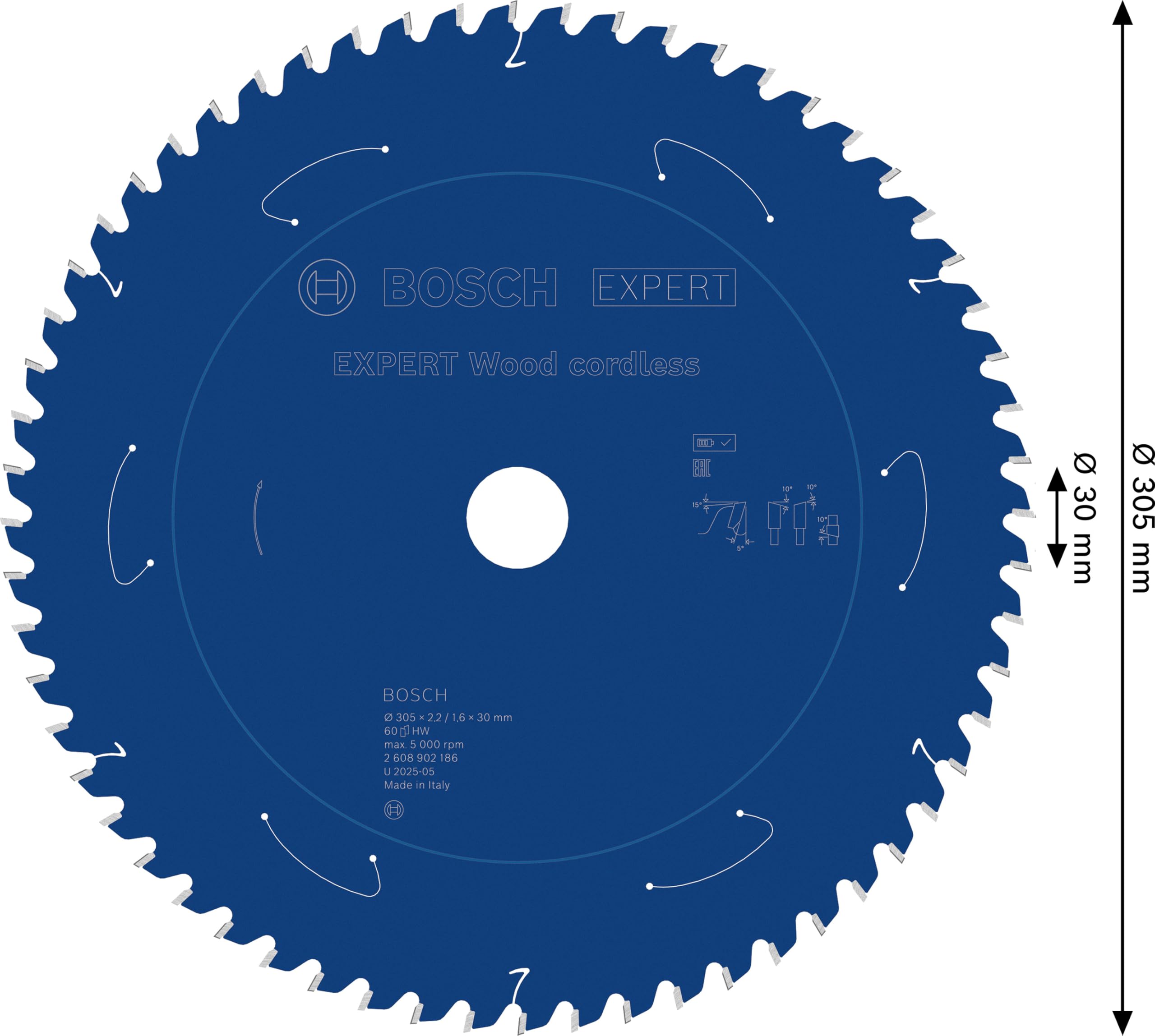 Bosch 1x Tarcza pilarska EXPERT Wood cordless do ukośnic (do Miękkie drewno, Ø mm, Professional Akcesoria Bezprzewodowa ukośnica tarczowa)