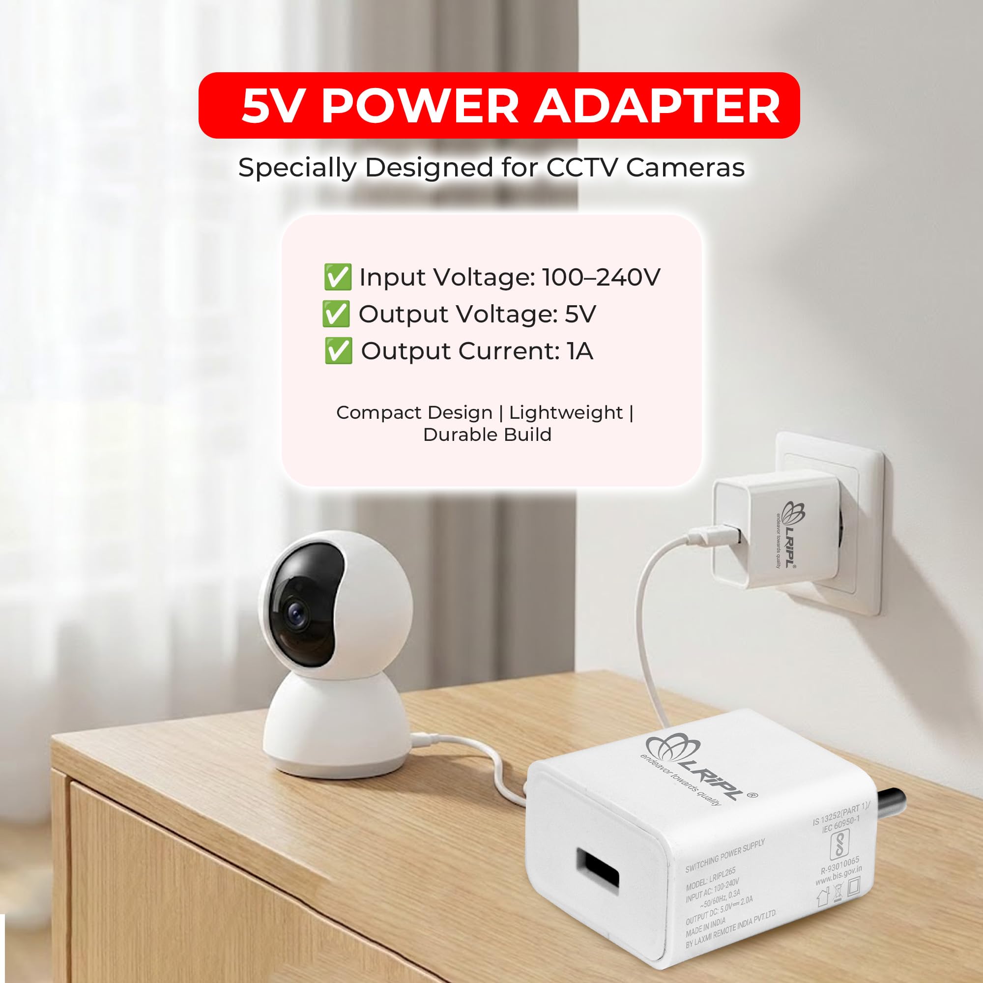 LRIPL USB Charger 5V 2A 10W Fast Charging Adapter | BIS Certified Wall Charger for Smartphones, Power Banks, Bluetooth Devices | Safe, Durable & Compact Mobile Charger – White — Amazon image 4