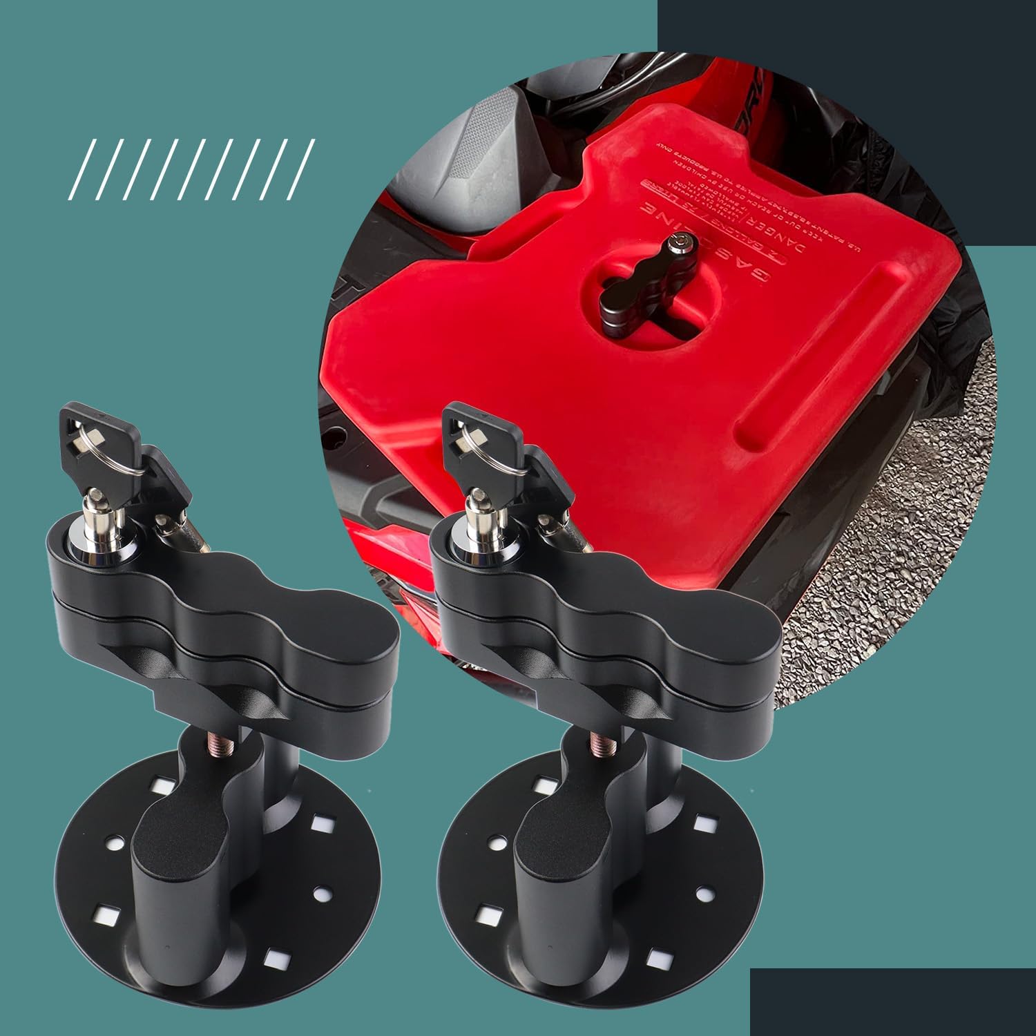 2Pcs Black RX-LOX-PM Pack Mount with Keys Locking Fit for Rotopax Mounting Kit Compatible with Gasoline Pack or Water Pack and Fuelpax Standard Pack