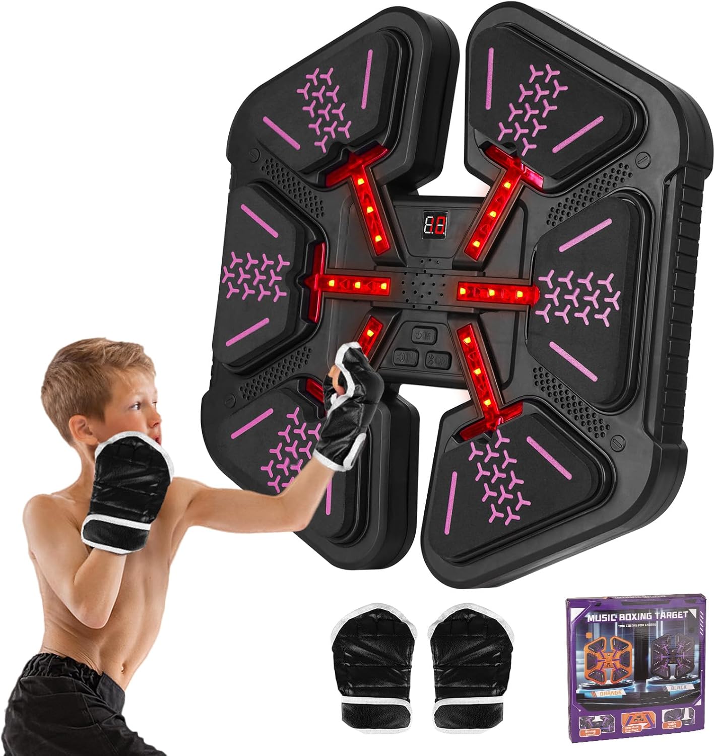 Music Boxing Machine for Kids with Boxing Gloves, Wall Mounted Intelligent Boxing Game Trainer, Music Workout Punching Machine Trainer Equipment for Kid Boys Girls