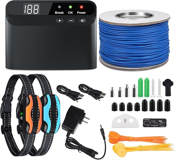 PcEoTllar Electric Fence for Dogs, Underground Dog Fence System, 2 Collars