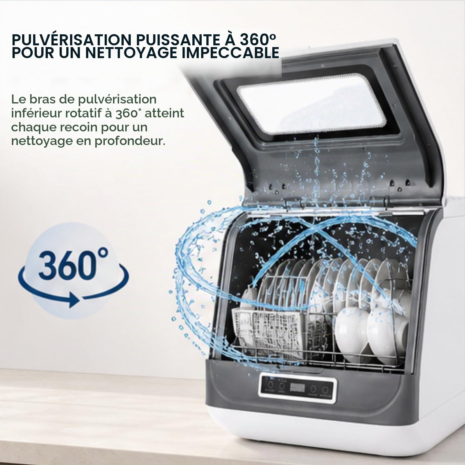 Mini lave-vaisselle, séchage à haute température, portable, intelligent, pas d'installation nécessaire, 5 l, équipé de tuyaux d'alimentation et d'évacuation, pour un usage domestique