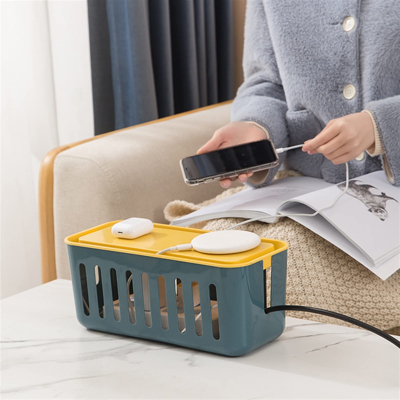 Kabelmanagementbox Kabelaufbewahrungsbox Hohlstromkabelbox Home Desktop Storage Rack Kabelaufbewahrungsbox Ladebuchse Management Kabelbox Kabelaufbewahrungsbox (Color : A)
