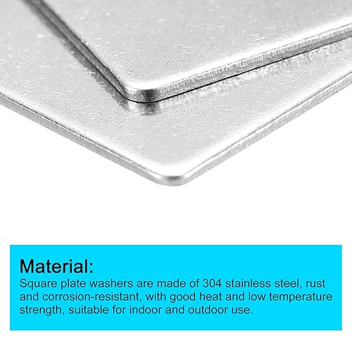 Miniatura 107 de uxcell Arandela cuadrada, 20 piezas M5x20x20x1.0.197 in 304 arandelas de placa cuadrada de acero inoxidable 304 Junta espaciadora de almohadilla