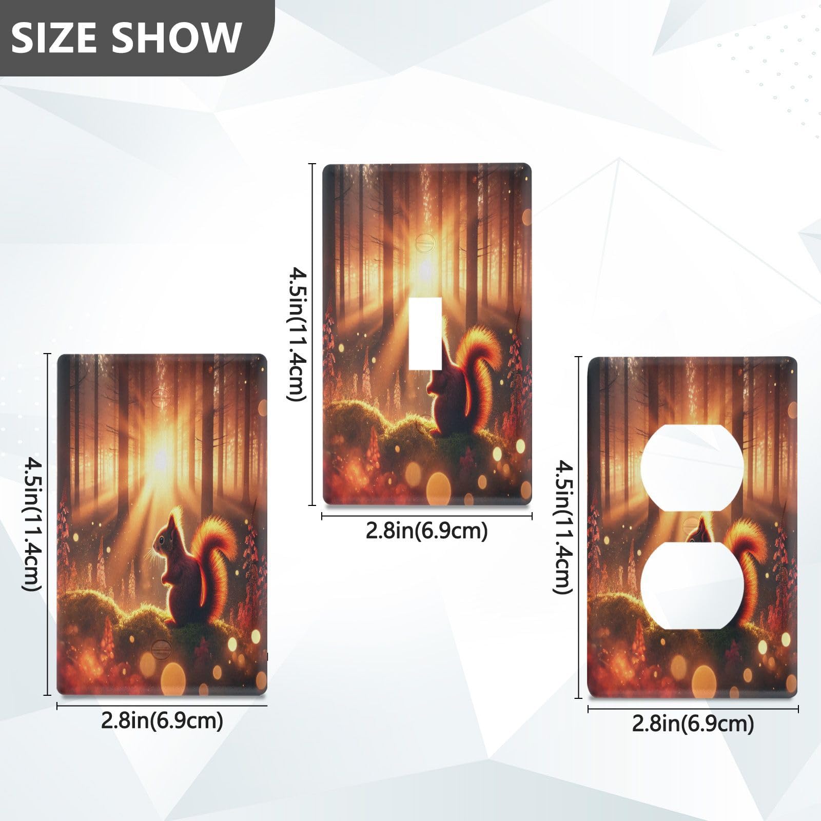 Squirrel Sunlight Golden Light Switch Cover Decorative Receptacle Outlet Wall Plate Guard Plastic Wall Outlet Cover for Home Decor Room Bedroom Bathroom (Toggle Switch)