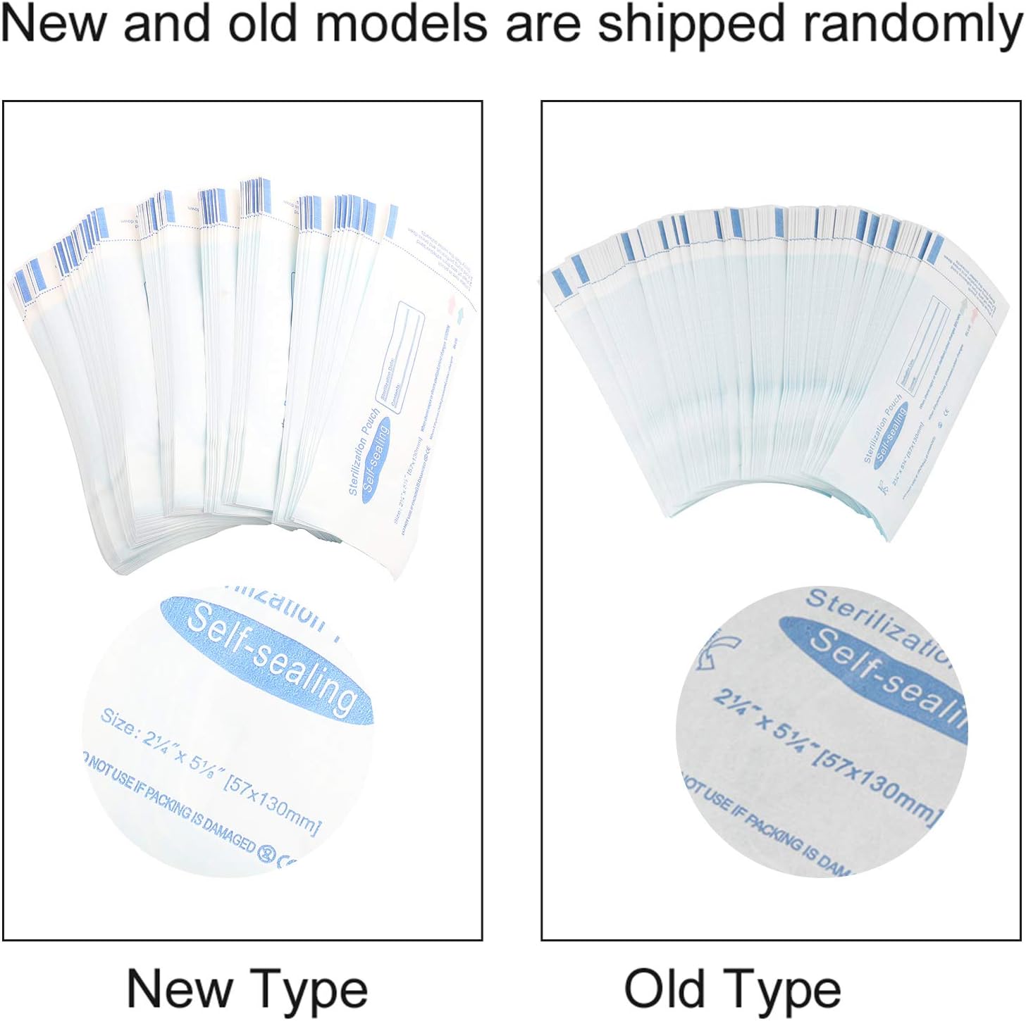 200PCS Dental Tool Sterilization Pouches, Blue, PVC, 5.12 x 2.24 inch