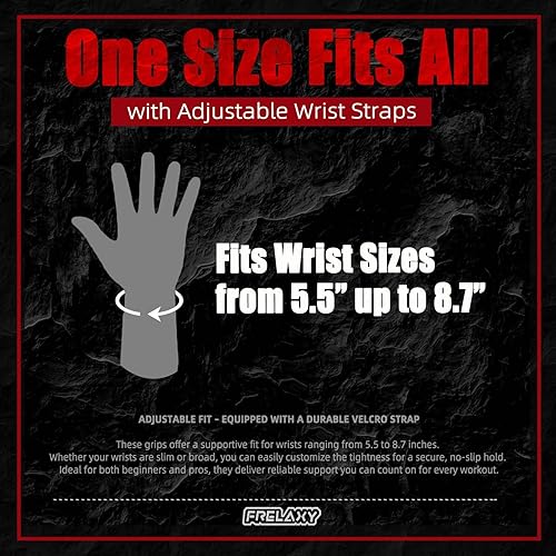 Miniatura 5 de Frelaxy Correas de levantamiento de muñecas, empuñaduras de goma para levantamiento de pesas con palma antideslizante y muñequeras, soporte para