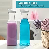 Vista 7 de NETANY Jarra de agua de plástico de 50 onzas con tapa abatible, juego de 2 recipientes de jugo de base cuadrada, jarra de plástico transparente