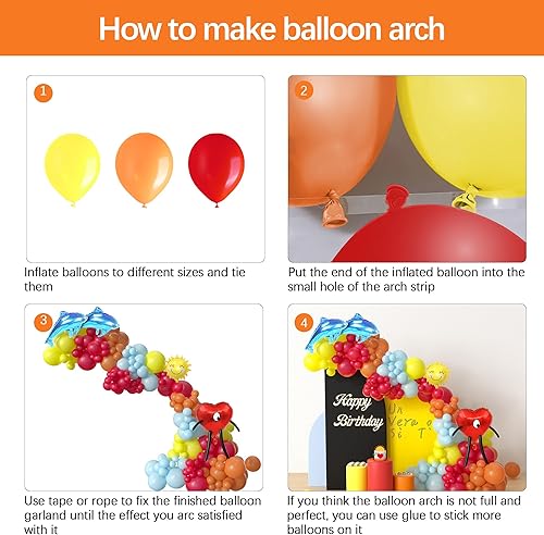 Miniatura 6 de Decoraciones de cumpleaños de conejo, kit de arco de guirnalda de globos de fiesta de conejo, arco de globos de látex rojo, amarillo, naranja,