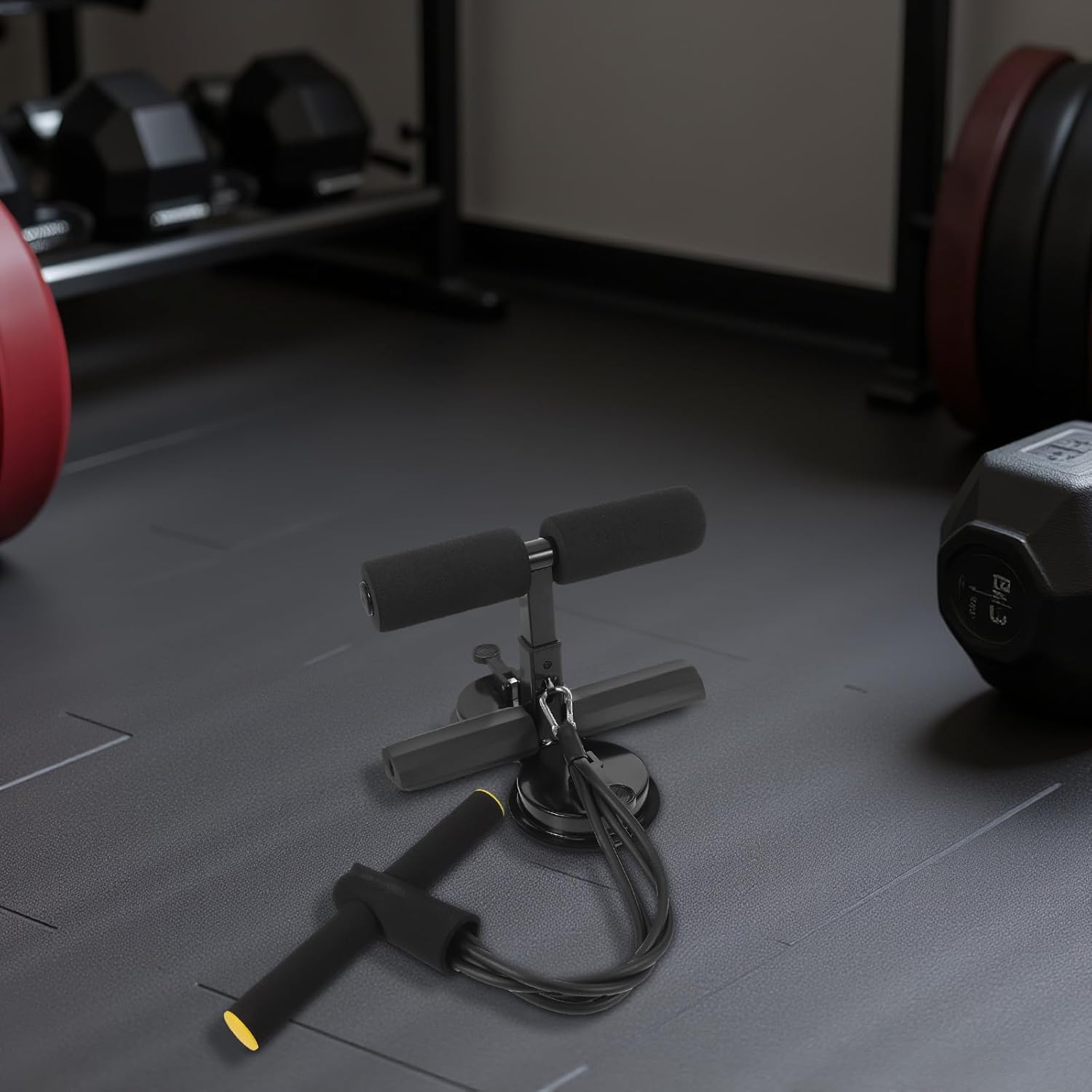 Sit-Up Bar Core Strength Training Machine with Double Suction Cups Adjustable Ab Exercise Machine for Home Gym Fitness Full Body Workouts Equipment