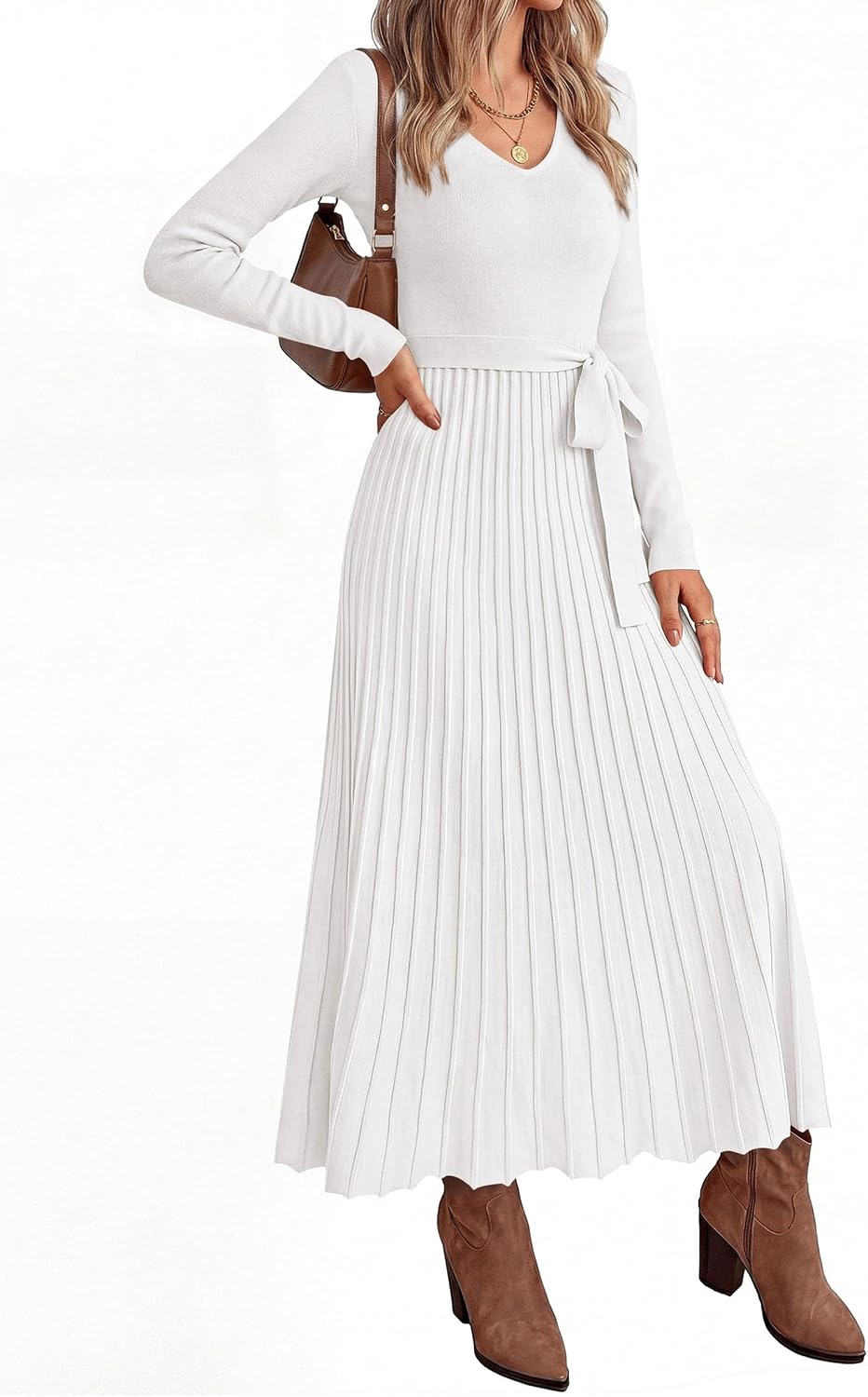  Womens Fall Maxi Long Sleeve Sweater Dress thumbnail