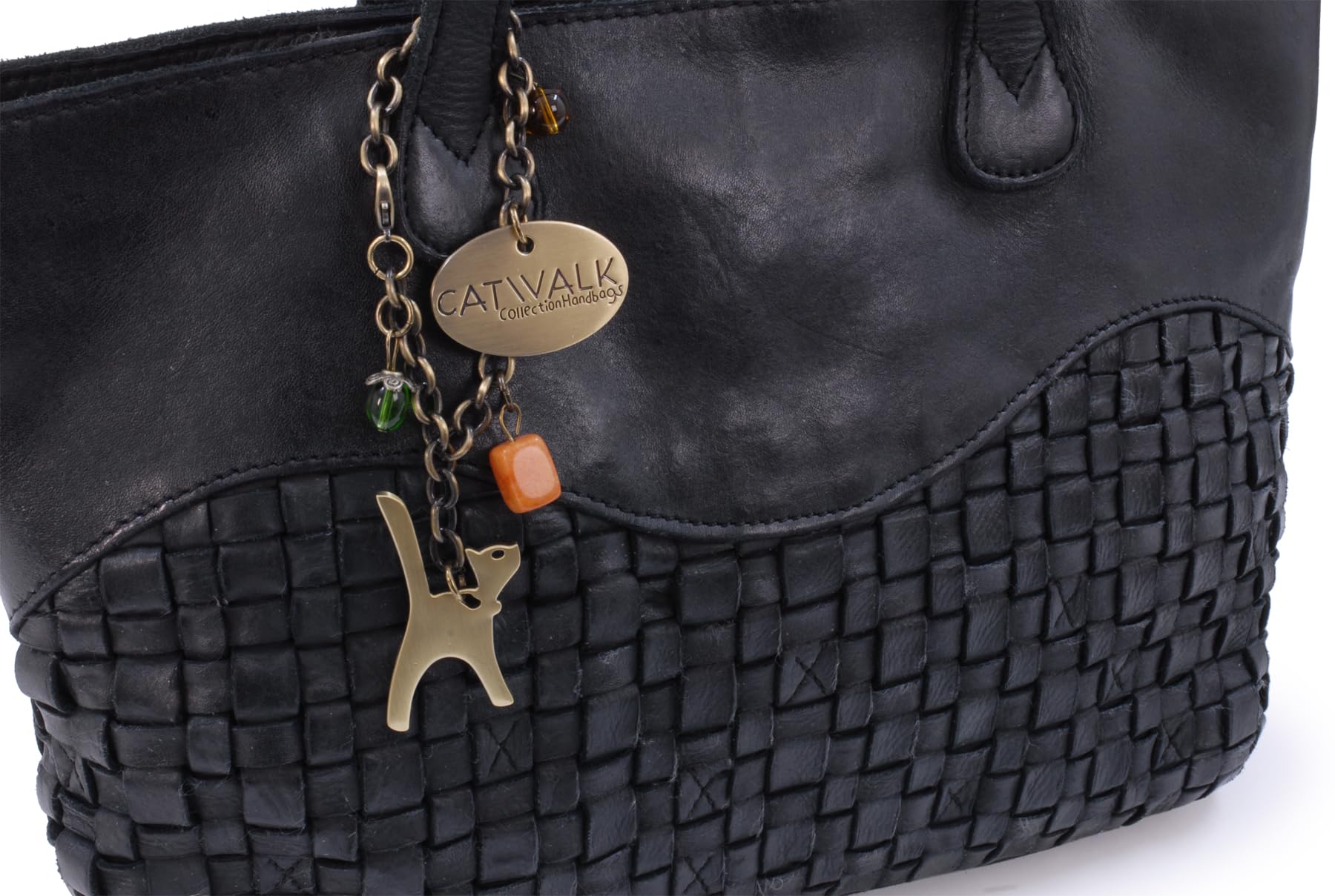 Catwalk Collection Handbags - Bolso de Hombro de Piel Lavada - Tote Bag Mediano de Mujer - Bolso Trenzado Multibolsillos - Matilda