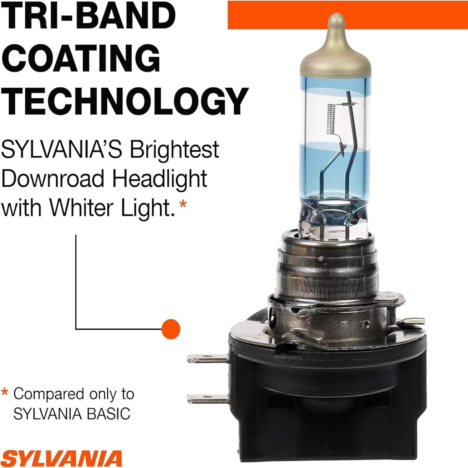 SYLVANIA - H11B SilverStar Ultra - High Performance Halogen Headlight Bulb, High Beam, Low Beam and Fog Replacement Bulb, Brightest Downroad with Whiter Light, Tri-Band Technology (Contains 2 Bulbs)