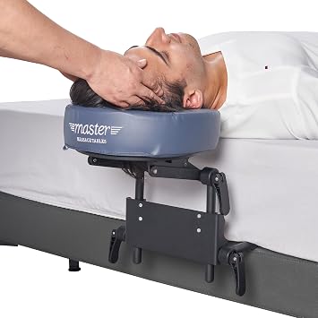 Master Massage Deluxe Universal Size Face Cradle with Cushion for Massage Table-Salon Bed Headrest Cradle-6 Way Adjustable Face Pillow Cushion Support Blue