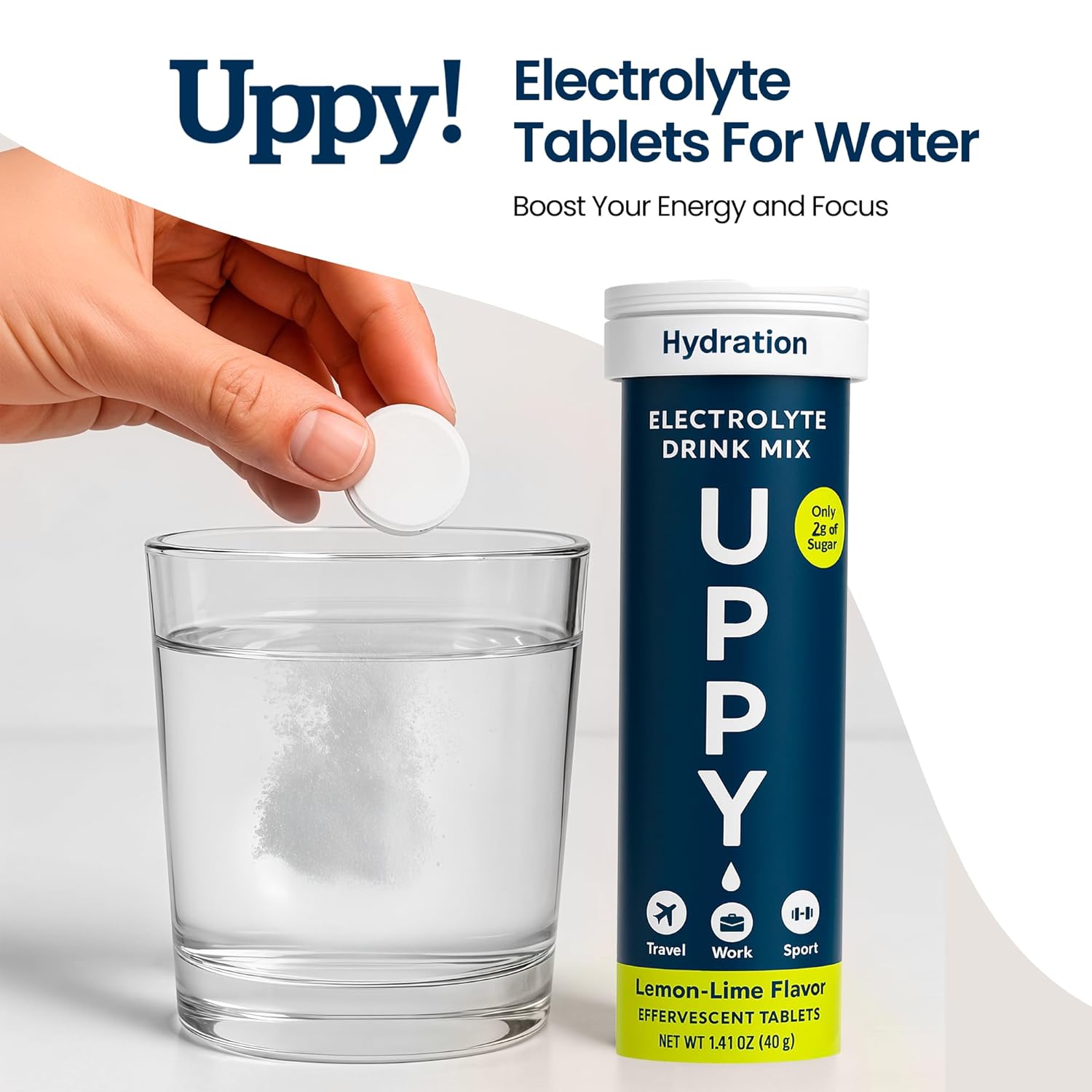 Uppy! Lemon-Lime Electrolyte Hydration Tablets – 30 Count (3x10) – Dissolves in Water for Rapid Rehydration – For Travel, Sports & Festivals – Portable Electrolyte Wellness Drink Lemon-Lime 30 Count (3 tubes) image 5 of 9 B0CLY17VJ2