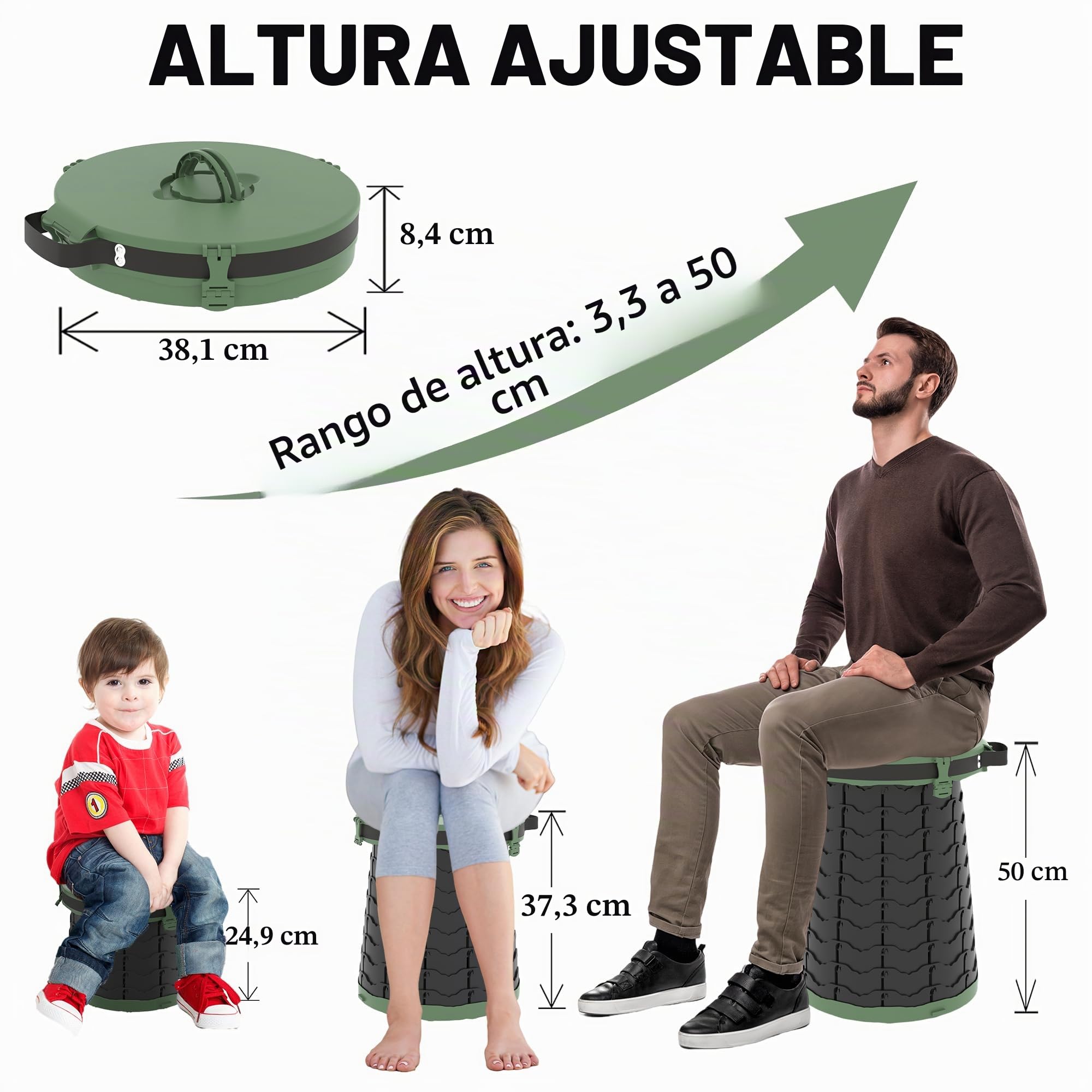 ALEVMOOM 2023 XXL Inodoro portátil actualizado para Acampar Inodoro de Viaje liviano con Asiento Inodoro Plegable retráctil para Acampar para Adultos Pesca Senderismo Atascos de tráfico