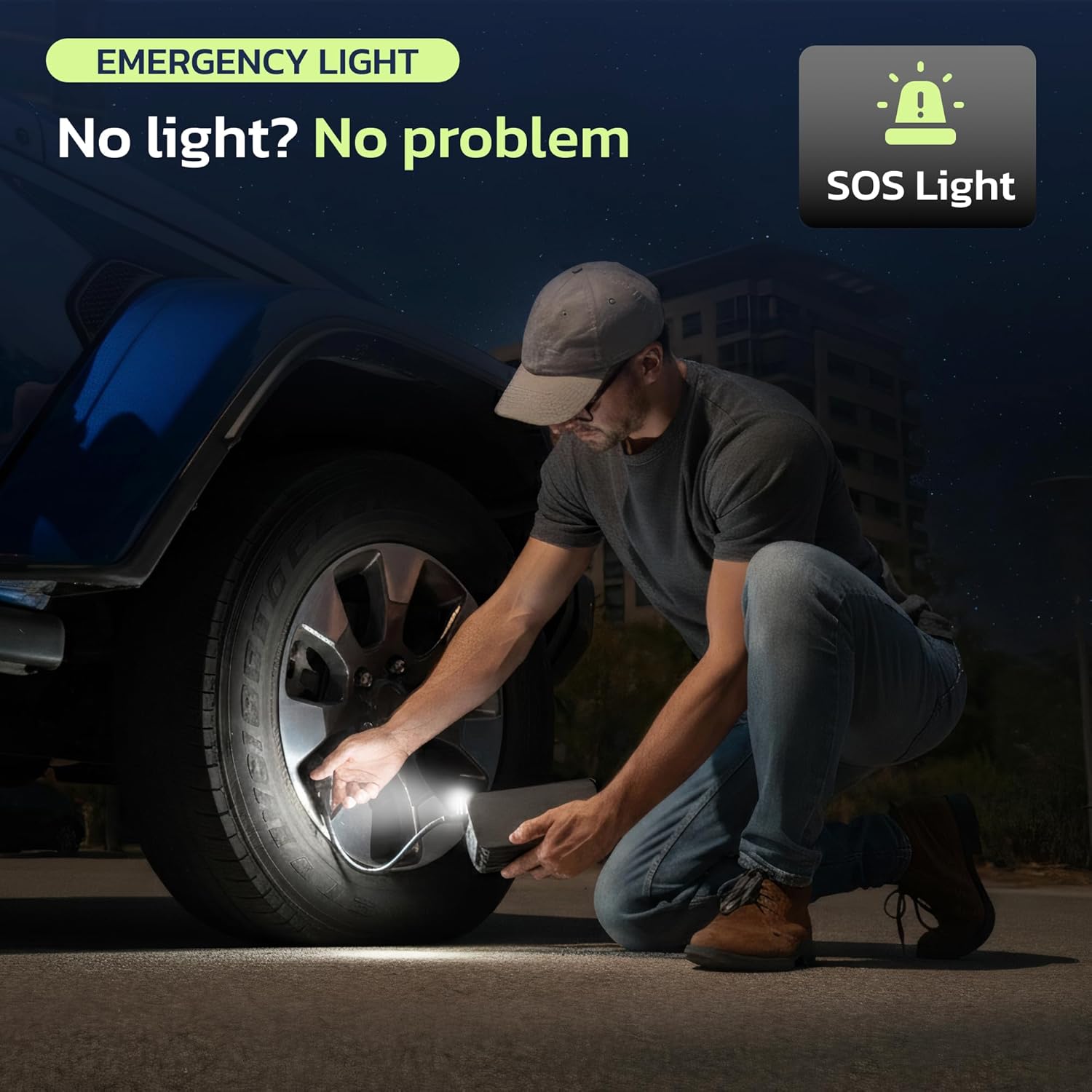 Woowind Jump Starter with Air Compressor 3-in-1 Car Battery Booster, 65W Power Bank, 150 PSI Portable Tire Inflator for 6.0L Gas, 3.0L Diesel Engines, 16000mAh Battery Booster with LED Light - Image 8