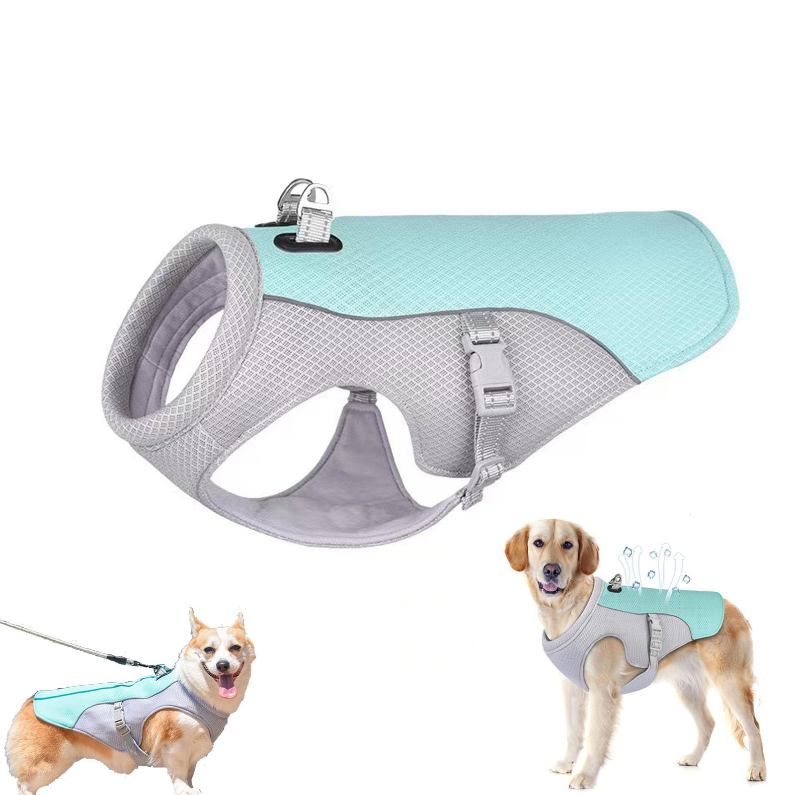 Drupiolaf Cooling Dog Vest, Adjustable Dog Cooling Vest, Evaporative Coolings Jacket for Dogs, Lightweight Breathable Mesh Summer Coat for Walking Hiking Training (Blue,3XL)