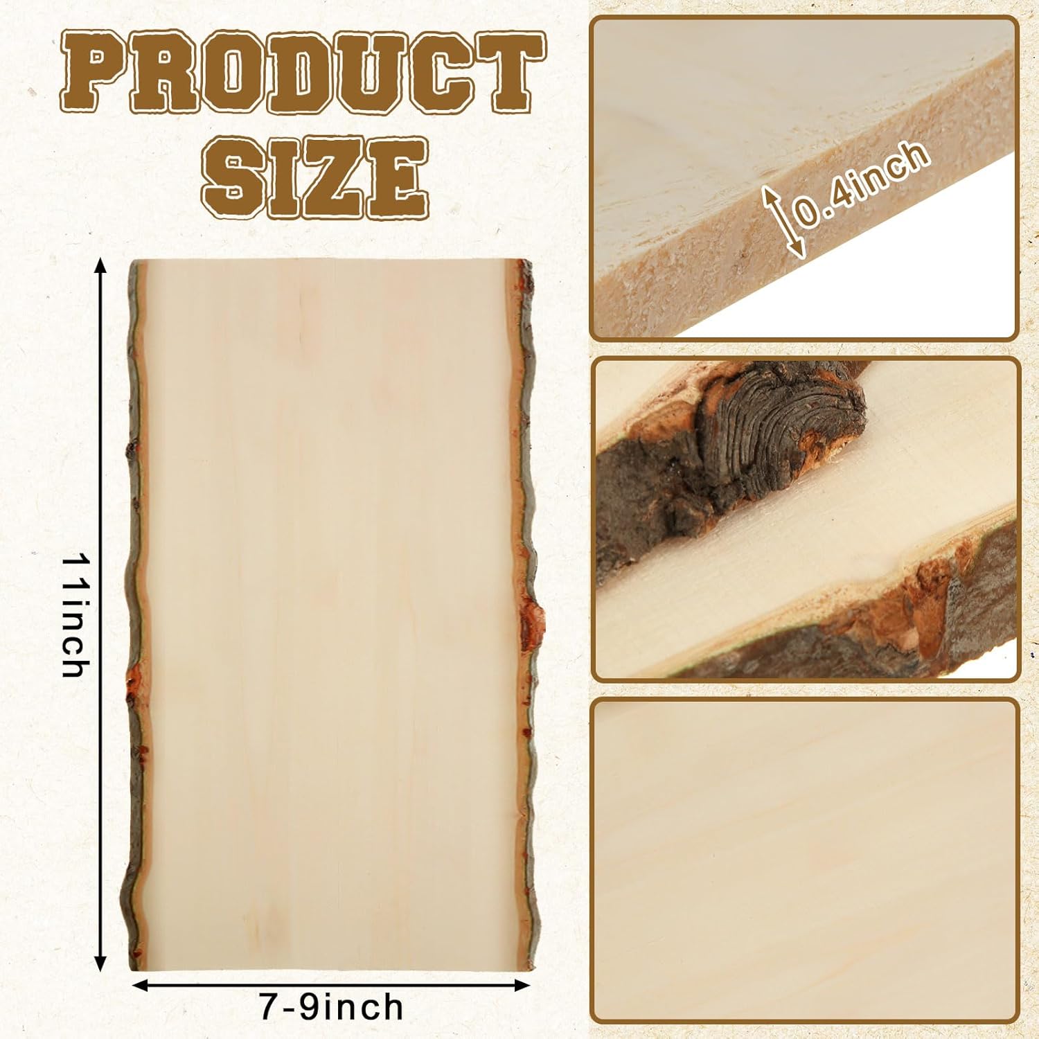 Briwooody 6 Pack Hollow Wood Plank Live Edge Woodslab Unfinished Wood Boards for Crafts Rustic Wooden Plaque for DIY Burning Home Decor Weddings (11 x 7-9 Inch)