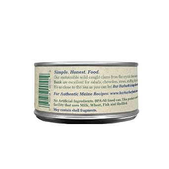 Bar Harbor Georges Bank Chopped Surf Clams, Sweet & Tender, 6.5 oz | Sustainably Sourced | No Artificial Preservatives or MSG [Pack of 6]