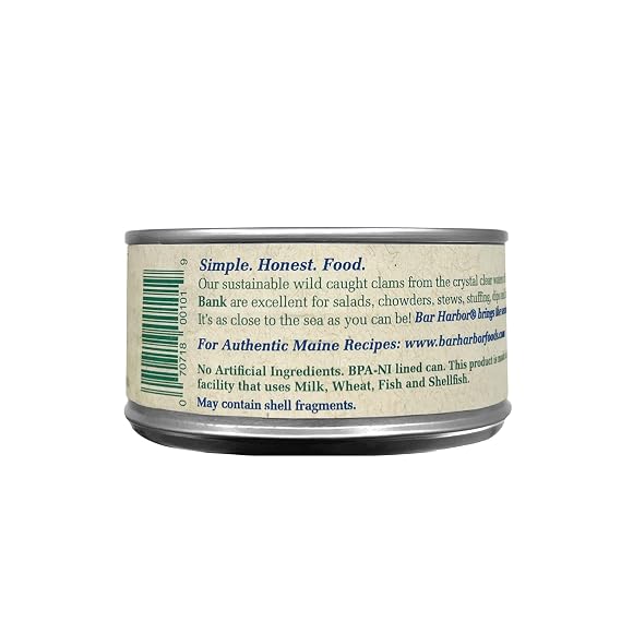 Bar Harbor Georges Bank Chopped Surf Clams, Sweet & Tender, 6.5 oz | Sustainably Sourced | No Artificial Preservatives or MSG [Pack of 6]