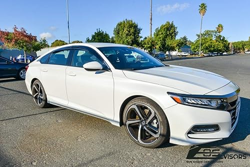 Miniatura 2 de Extreme Online Store Repuesto para Honda Accord 2018-2022  Viseras EOS JDM Mugen Estilo Humo Tintado Ventilaciones Laterales Protección de Lluvia