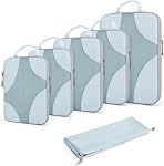 Bagsmart Compression Packing Cubes, Travel Bag Cruise Ship Essentials, 01-Light Blue, 6 Set | Lightweight, Compressible Suitcase Organizer Set fit Standard Carry-On & Checked Luggage, 6 Set, 14 Set Washable Packing Bags