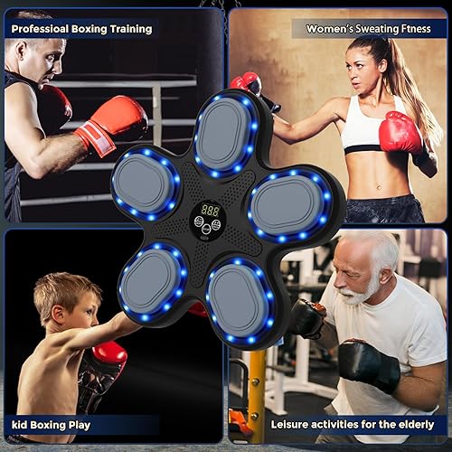 Miniatura 6 de Máquina de boxeo inteligente con música, máquina de entrenamiento de boxeo con LED electrónico montado en la pared, equipo de entrenamiento