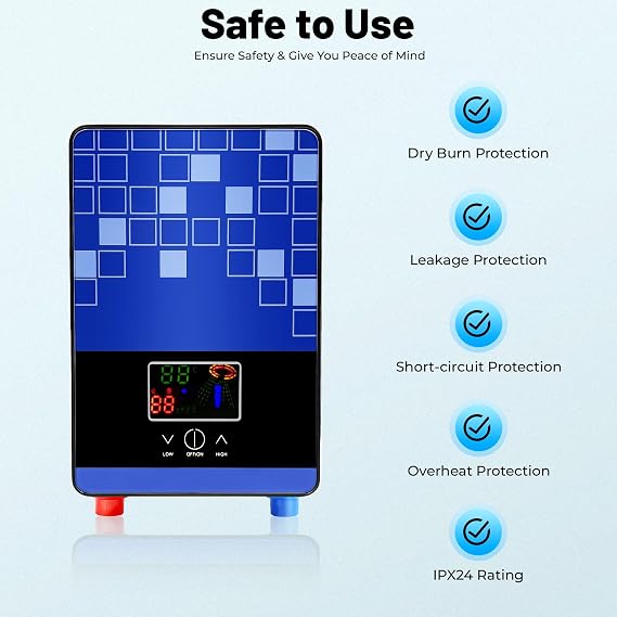 4500W Instant Electric Water Heater Tankless for Bathroom Wall Mounted with Shower Head, 110V Shower Heater LED Display On Demand Water Heater 86-131F