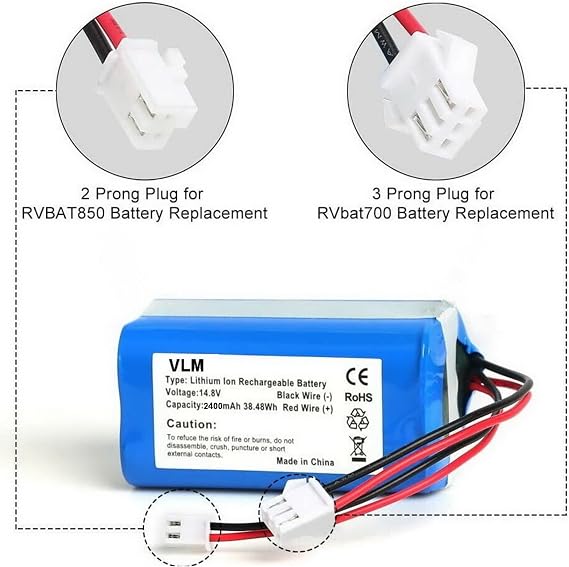 VLM Replacement Battery Pack for Shark Ion Robot RVBAT850 RVBAT700 Battery for RV-85 RV-850 RV 750_N Robots 14.8V