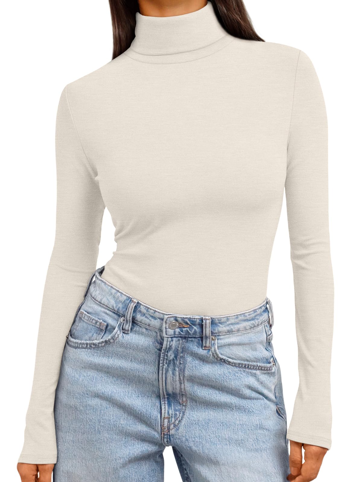 Trendy Queen Women's Turtleneck Long Sleeve Shirts Spring Fashion Basic Thermal Underwear Tops Winter Clothes 2026