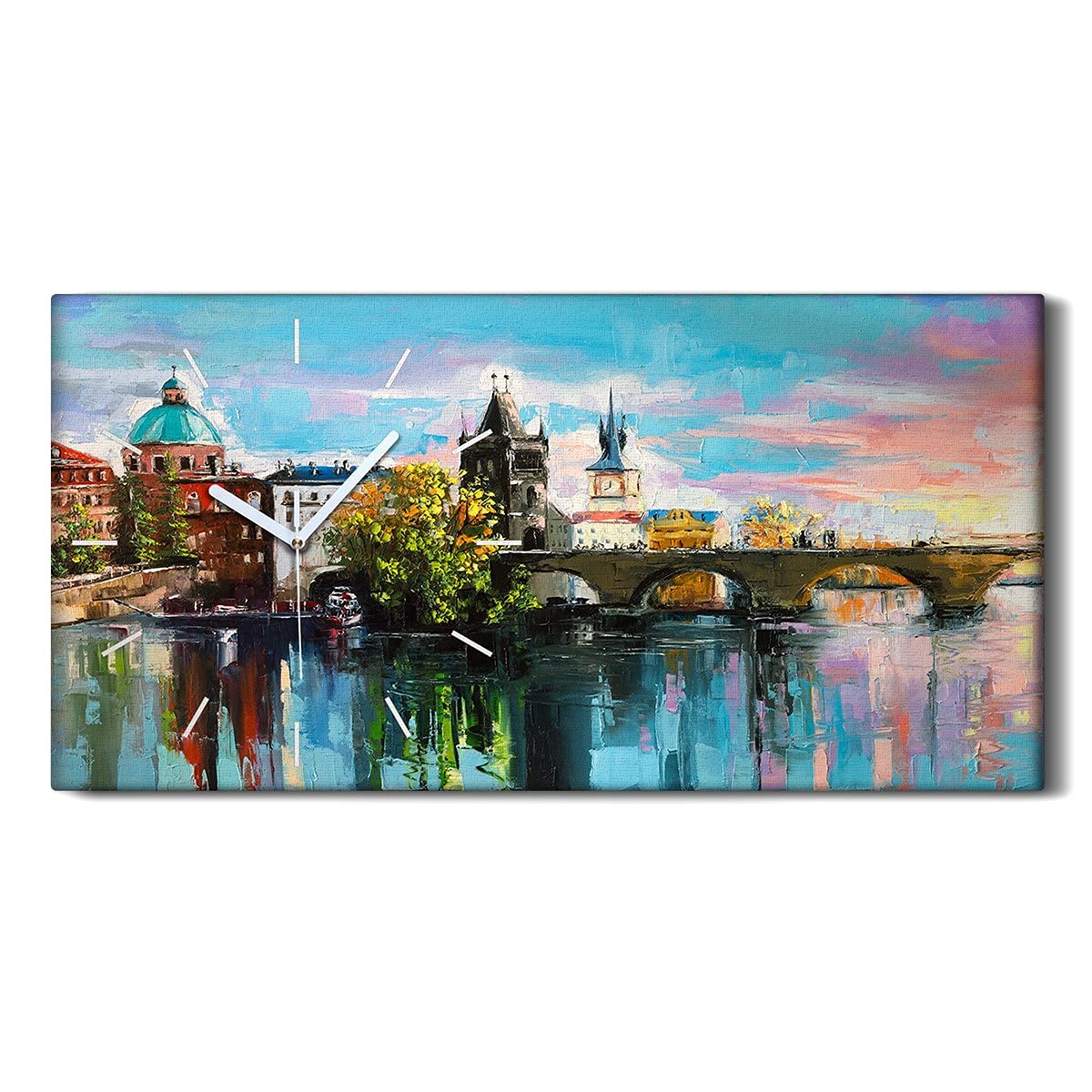 Horloge sur Toile Silencieuse sans Tic-Tac Salon Chambre Coloray Art Moderne 60x30cm