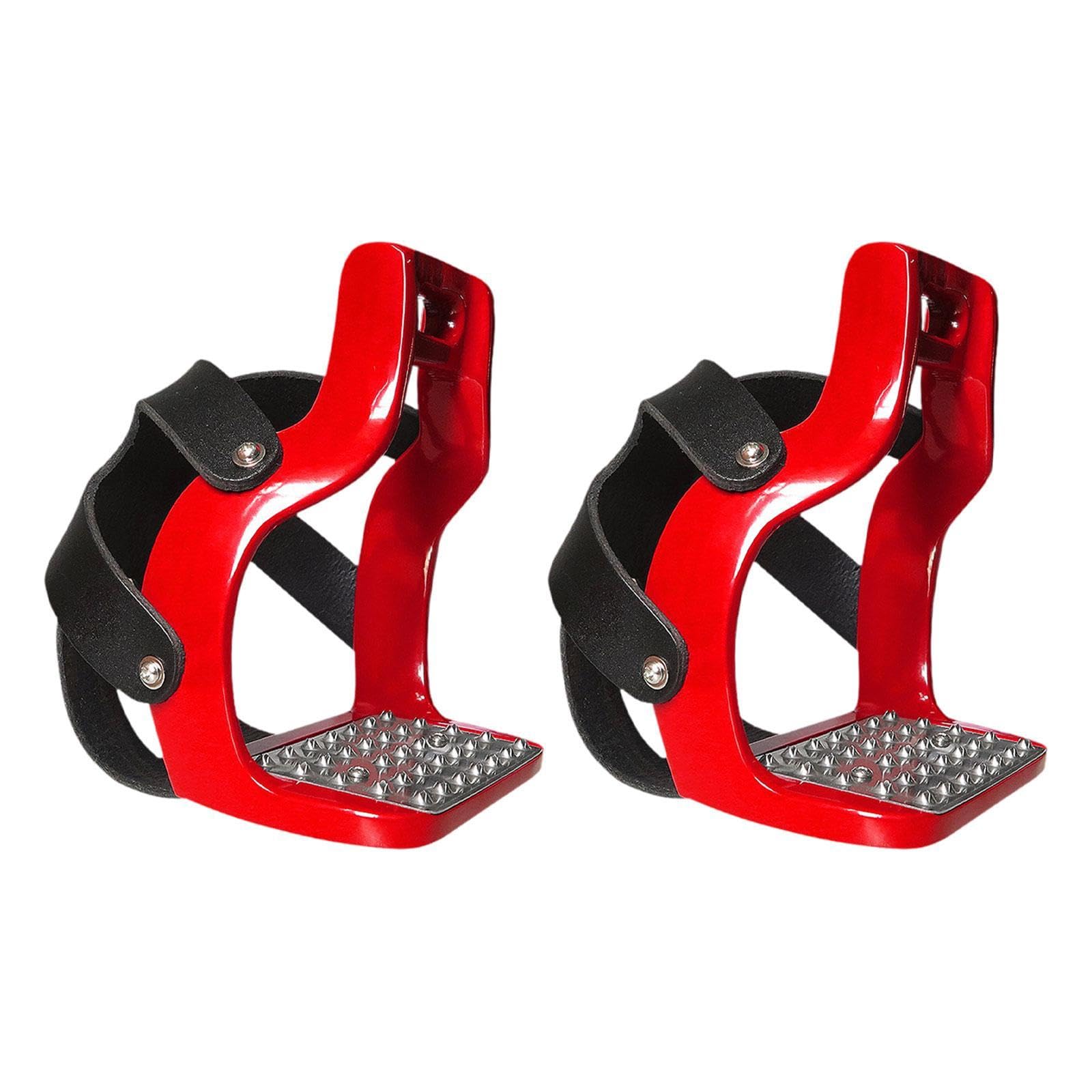 Sharplace 2 Unidades de Equitación, Paseo de Resistencia, con Jaula, Silla de Montar Antideslizante para Equipo Al Aire Libre, Rojo