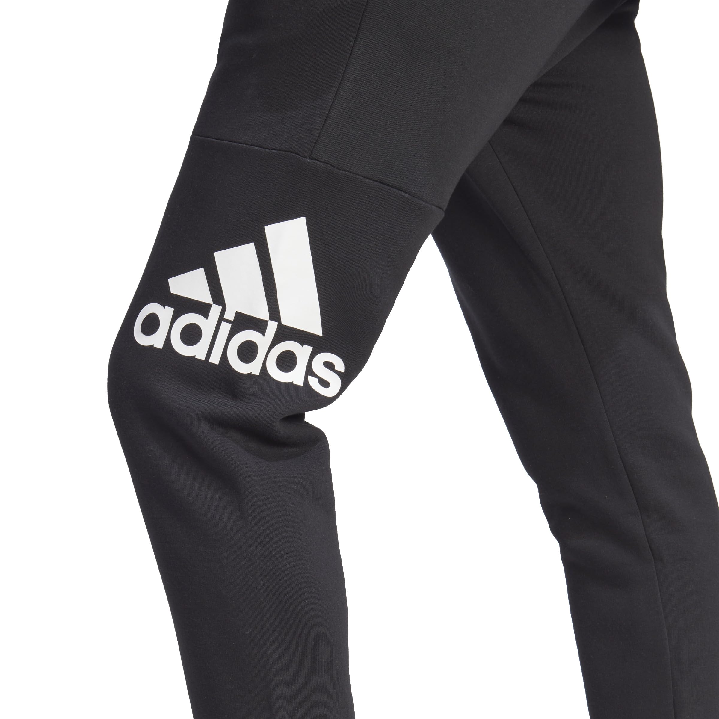 adidas Hombre Essentials Fleece Tapered Cuff Big Logo Pants, Black, S