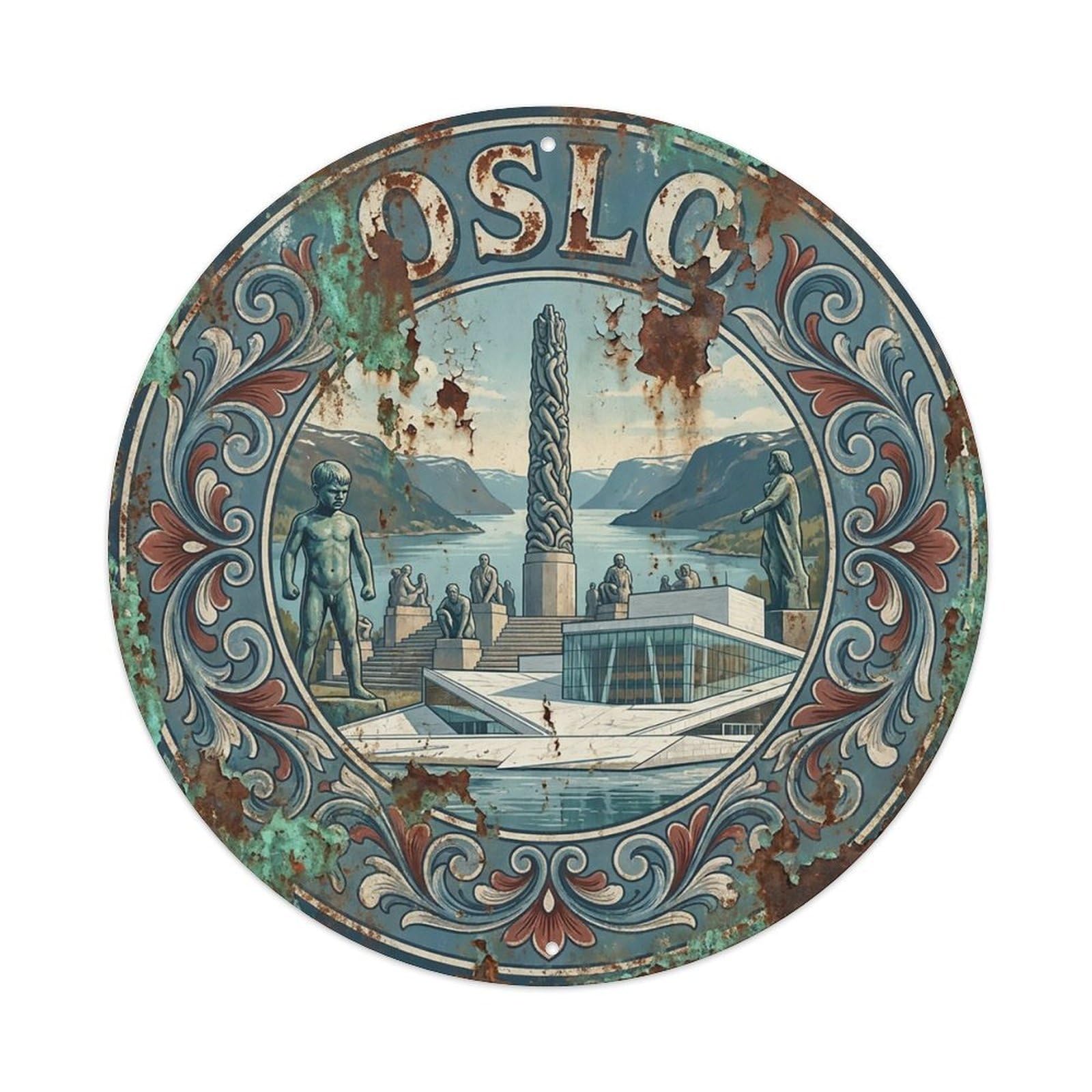 Vintage Travel Norway Oslo Metal Tin Sign