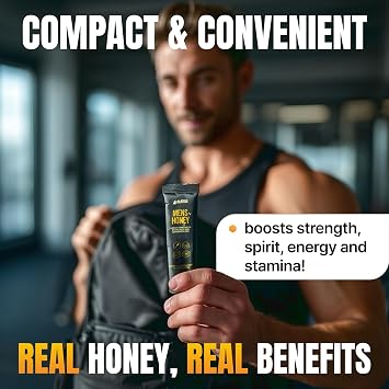 Royal Jelly & Ginseng Honey for Men, Extra Strength -24 Honey Packs, 10g | Improved Formula - Raw & Natural Energy & Power, No Added Sugar, Quality Individual Honey Packets for Convenient Daily Use
