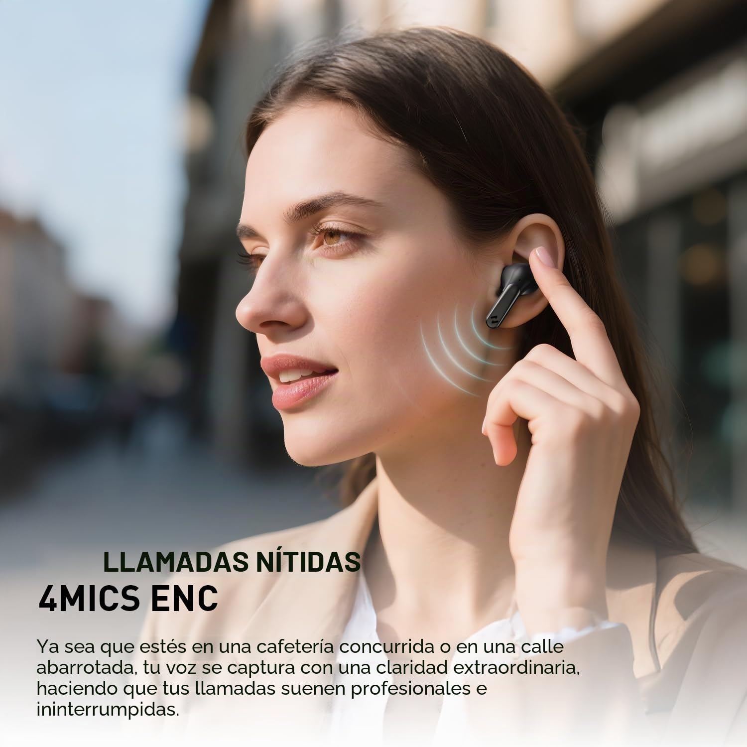 havit NC01T Cancelación activa de ruido auriculares sin blancos, 4 micrófonos ENC AI Llamada Inalámbrica Bluetooth Cancelación de ruido 40H Tiempo de reproducción 7 ecualizadores preestablecidos a